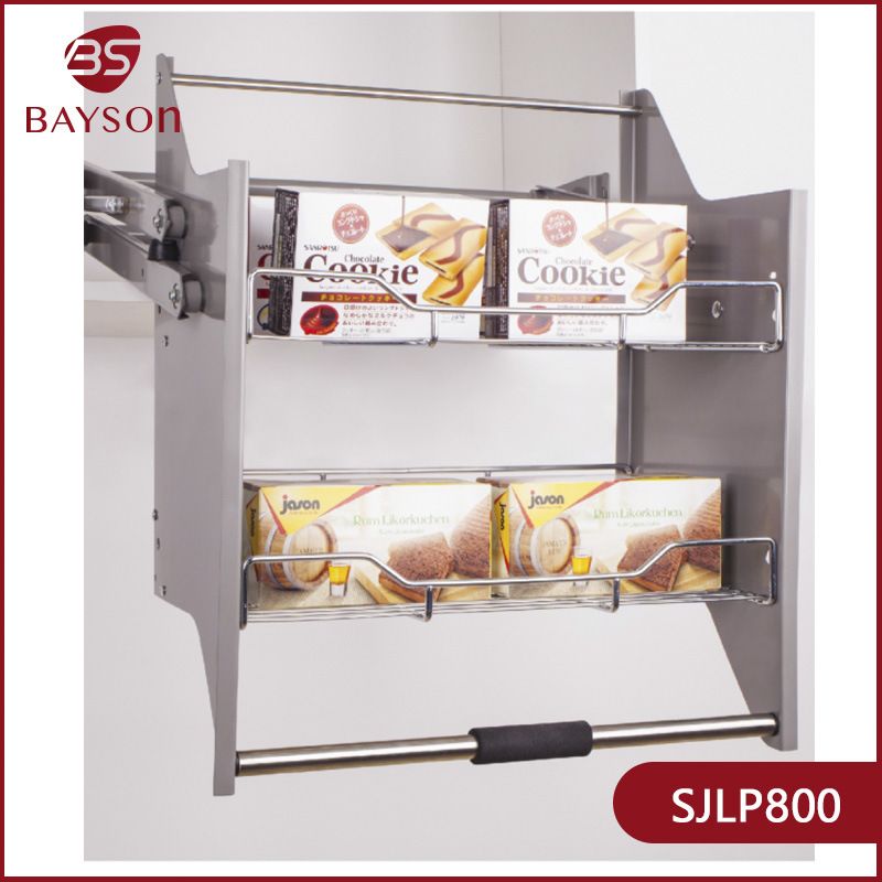 Lift up Pull Down Kitchen Storage Rack (SJLP800/SJLP600) Material : Steel. Usage : Food, Sundries, Spice. Number of Layers : Two. Feature : Common. Design : up Down. Packaging : Set. Color : Chrome. Size : Large. Shape : Common. Brand : Bayson. Function : Save Room. Type : up Down Type. Fittings : Full Set. Plating : Steel. Place : Kitchen Cabinet. Name : Kitchen Storage Rack. Kitchen Racks, Kitchen Storage, Kitchen Cabinets, Kitchen Appliances, Save Room, Color Chrome, Room Type, Storage Rack, Full Set