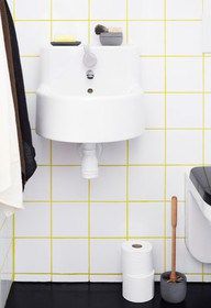 Badeværelse, toilet, fliser, hvidt, hvide, fuge, gul, colorama ... Badeværelse fuge