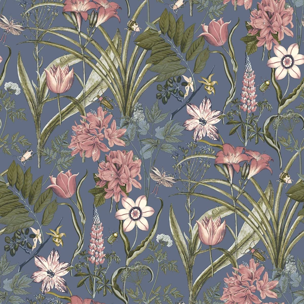 Tapet Boutique 10x0 53 M Bla Kornettblomma Non Woven Tapeter Rusta Com Wallpaper Painting Boutique