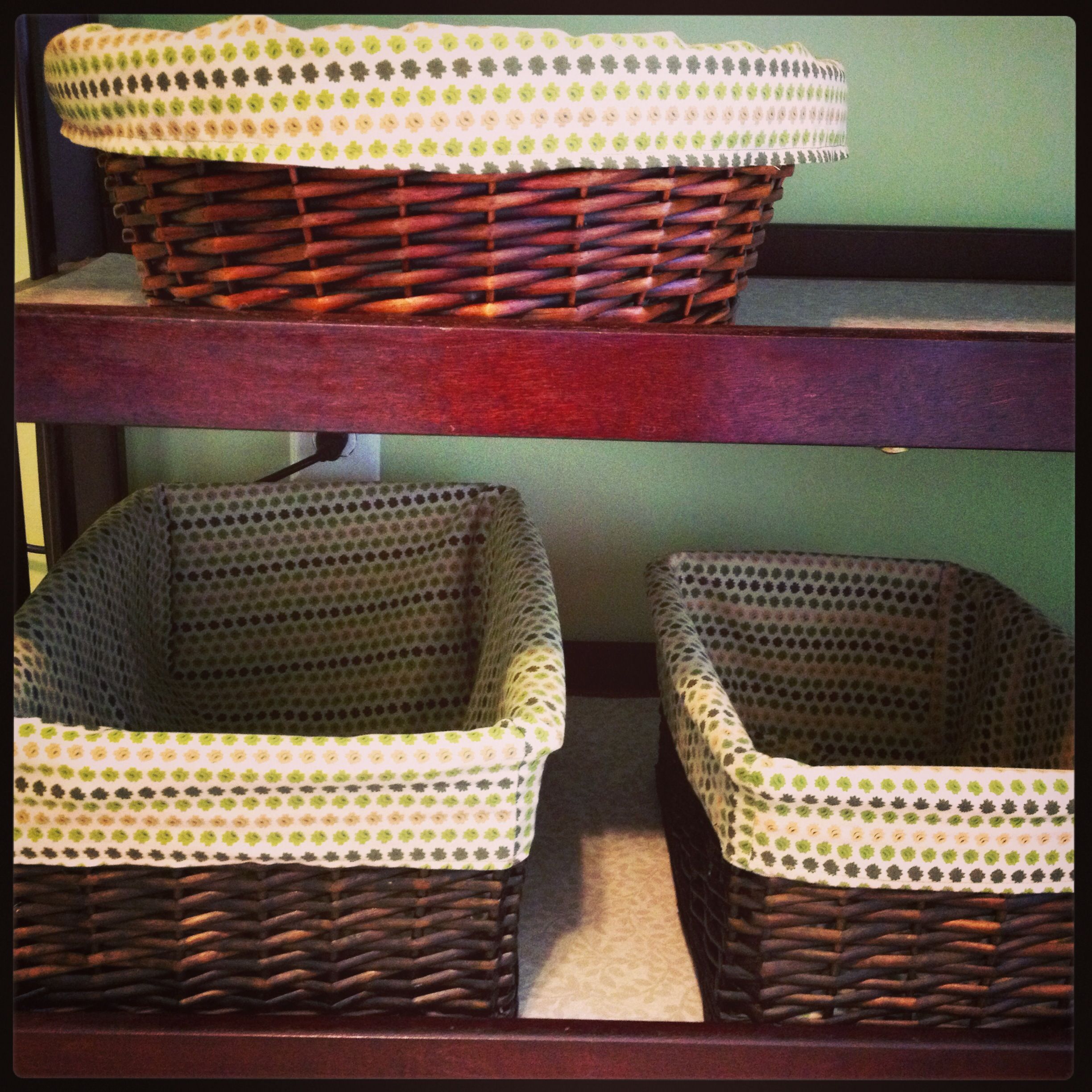 Lined Baskets For The Nursery I Did With Images Wicker Wicker Baskets