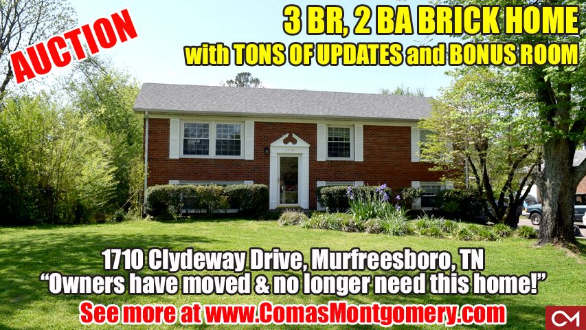 Click Here To Learn More Http Bit Ly 2hw2wfy Estate Auction Featuring 3 Br 2 Ba Brick Home In Regency Park Subdivi Murfreesboro Estate Auction Brick House