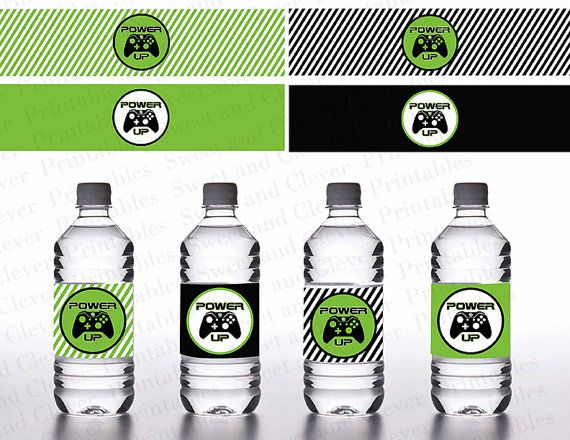 Gamer Bottle labels Gamer Water Bottle labels instant download Video Game party bottle labels