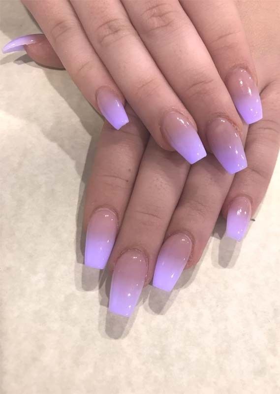 Fashionable Purple Ombre Nails Deigns \u0026 Arts in 2019