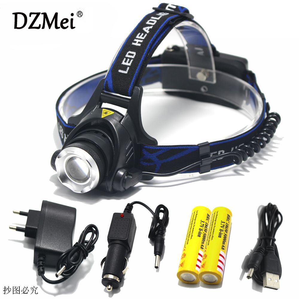 DEL Projecteur Lampe De Poche Tête Torche 18650 Rechargeable étanche IPX4