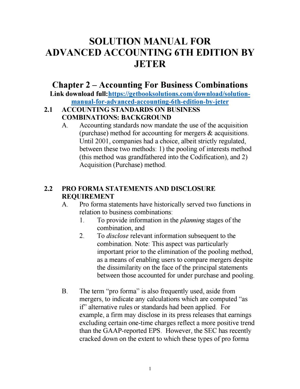 Solution manual for advanced accounting 6th edition by jeter | solution manual | Pinterest