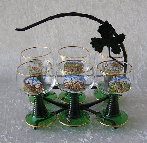 Vintage Souvenir Roemer Rhine German Wine Glasses Rack Vintage Souvenir Wine Glasses German Wine