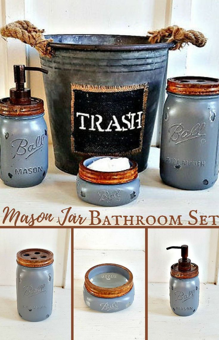 perfect i love this rustic mason jar bathroom set with the galvanized trash can farmhousebathroom mason jar bathroom rustic bathroom decor rustic mason jars farmhouse bathroom accessories on perfect i love this rustic mason jar bathroom set with the galvanized trash can farmhousebathroom mason jar bathroom rustic bathroom decor rustic mason jars pinterest