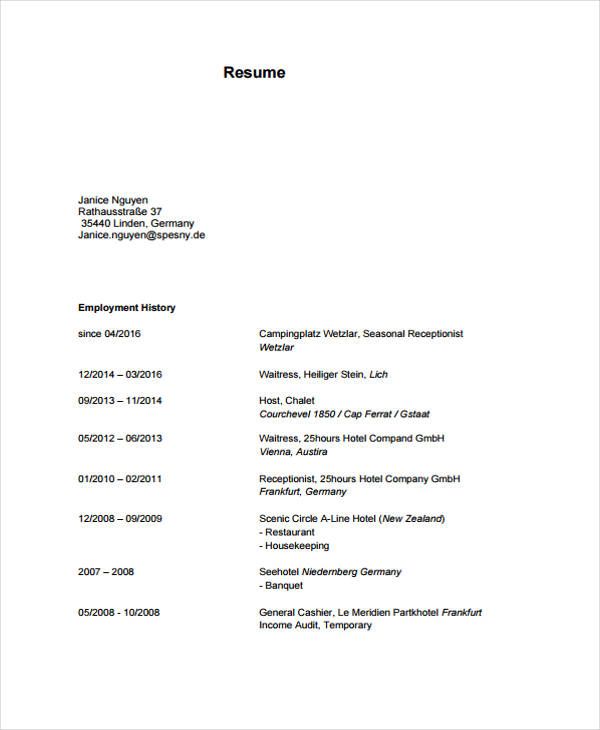 10+ Waitress Resume Templates Free Printable Word PDF Resume - waitress resume 10+ Waitress Resume Templates Free Printable Word PDF Resume - waitress resume