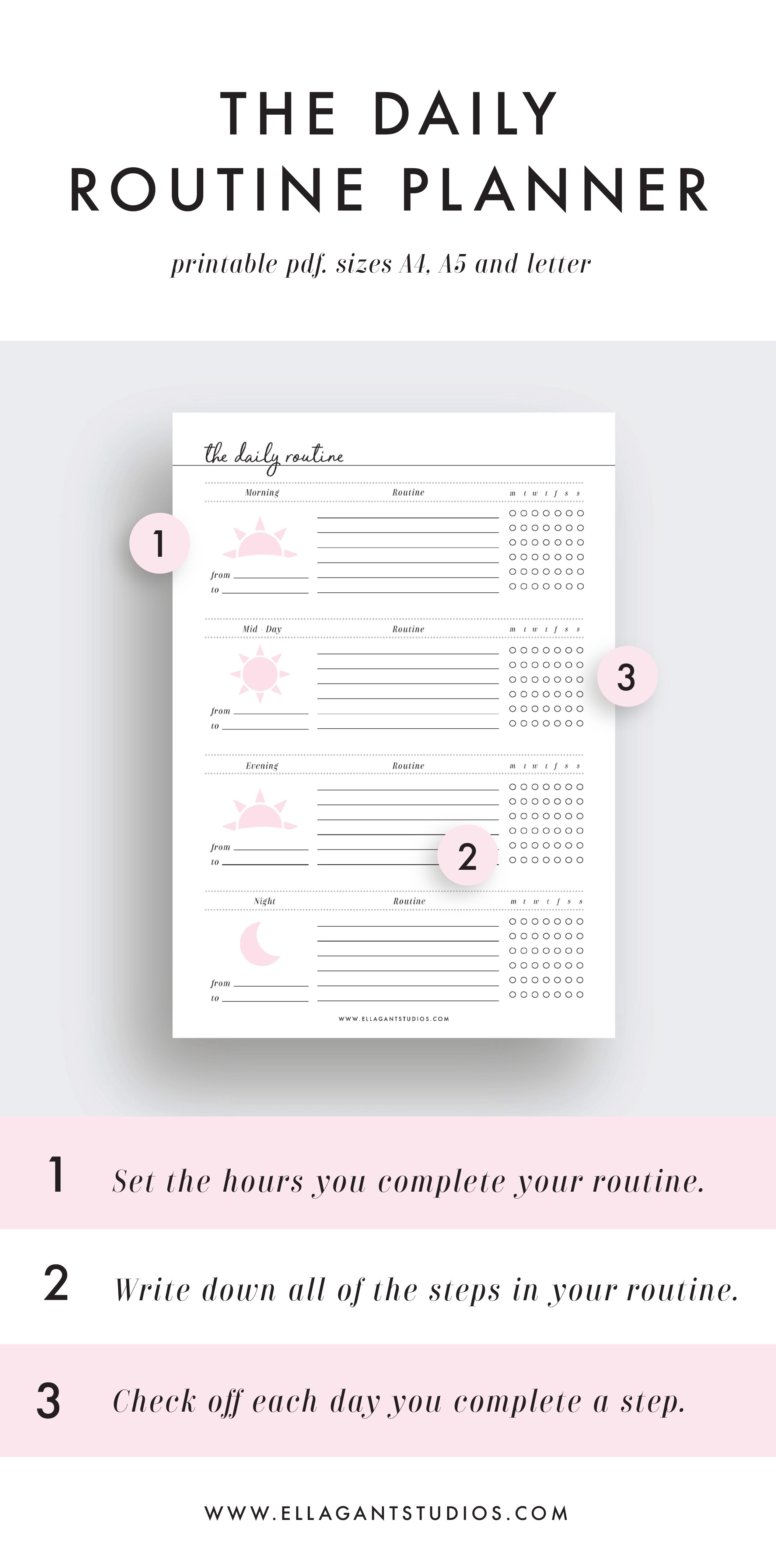 daily routine planner ellagant studios pinterest daily routine daily routine planner