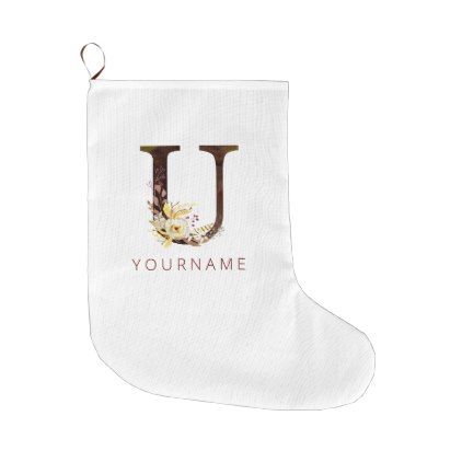 Floral Monogram U Rich Autumn Foliage Large Christmas Stocking | Zazzle.com #autumnfoliage