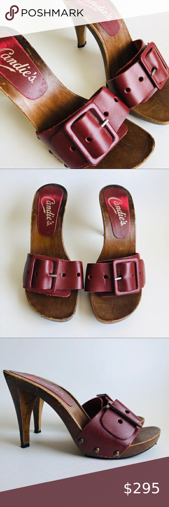 Rare Vintage 80s Original Candies Wood Heels In 2020 Wood Heel Heels Shoes Women Heels
