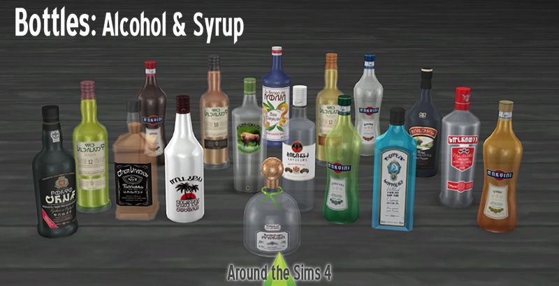 Around the Sims 4 | Custom Content Download | Bottles - Alcohols & syrups