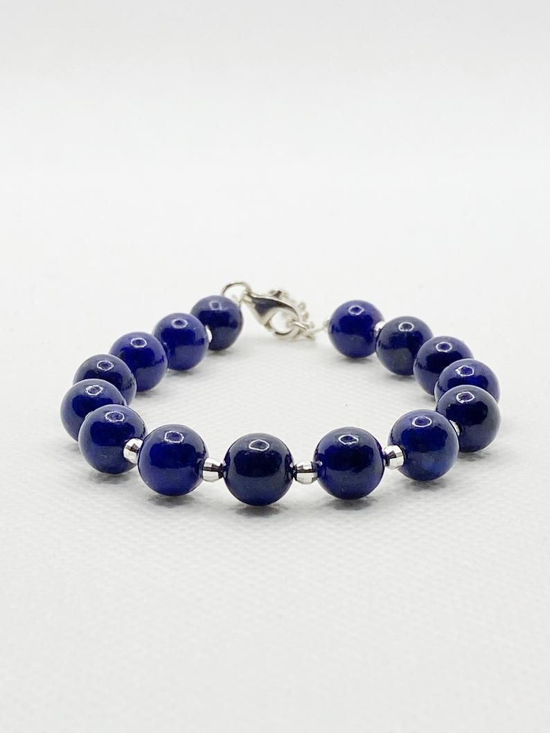 Silver Bracelet with Lapis Lazuli Gemstones Adjustable Bracelets. Silver Bracelet with Lapis Lazuli Gemstones Adjustable Bracelets.
