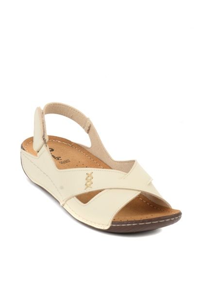 Krem Kadin Sandalet Sandalet Kadin Trendler
