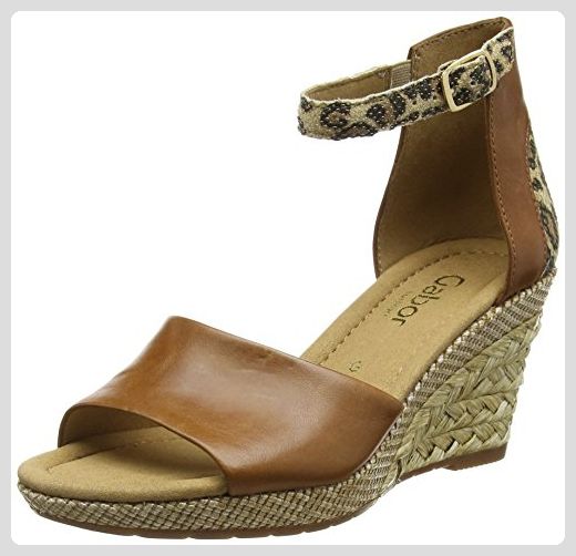 Gabor Moonbeam Damen Durchgangies Plateau Sandalen Mit Keilabsatz Brown Mid Brown Leather Leopard Print Bast 4 Sandalen Mit Keilabsatz Sandalen Keilabsatz