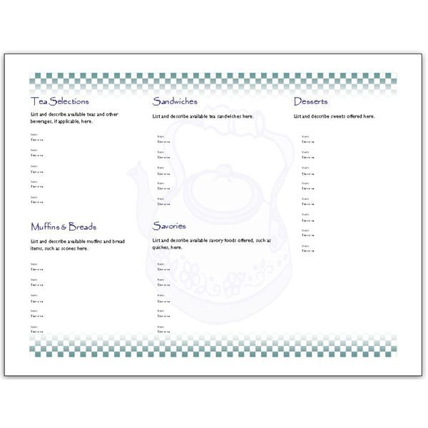 trifold menu templates free