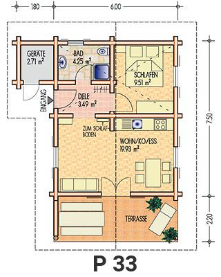 Grundriss Ferienhaus P 33 Wochenendhaus, Haus und Ferienhaus