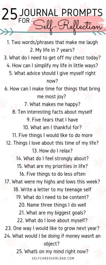 25 Journal Prompts For Self-Reflection - Self-Care Overload | Journal ...