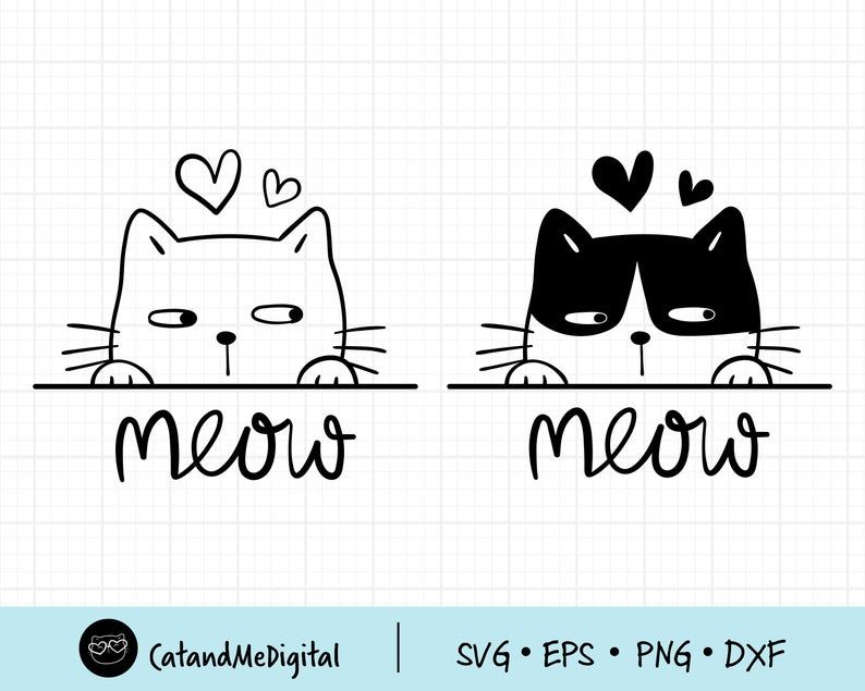 Meow svg Cat SVG Pet svg Meow Svg Cameo cutting file SVG Meow Cut File Kitty svg Silhouette SVG Meow Cricut Dxf Cut File Vector cricut file