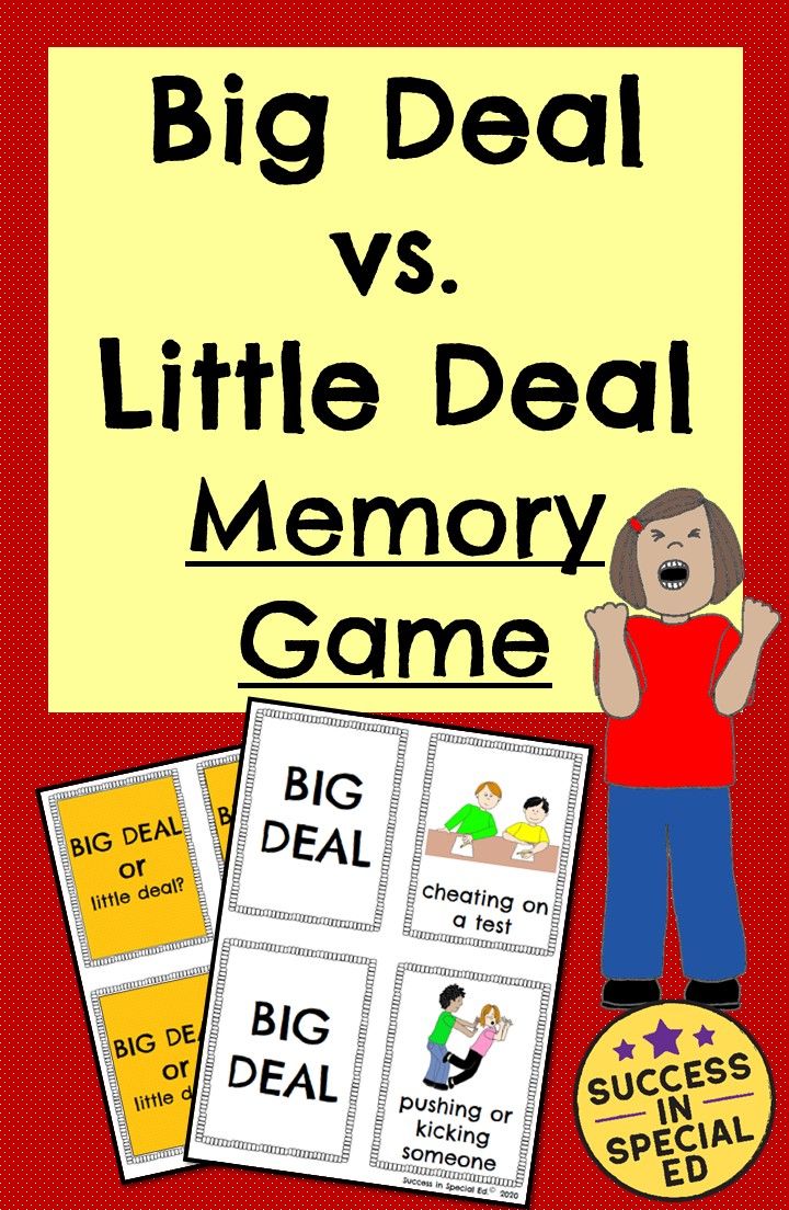 Social Skills Identifying Big Deal vs Little Deal Memory Matching Cards