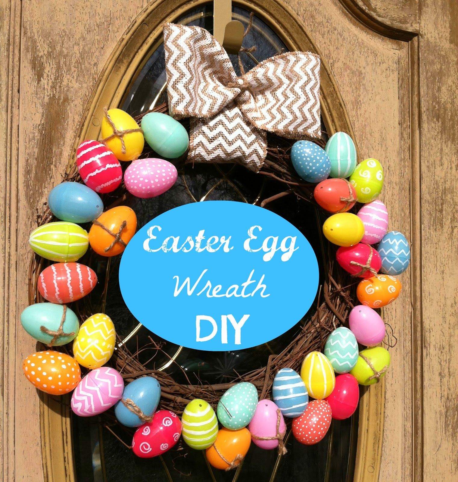 Burlap and Bananas 5 Plastic Easter Egg Wreath DIY! Easter Egg Wreath
