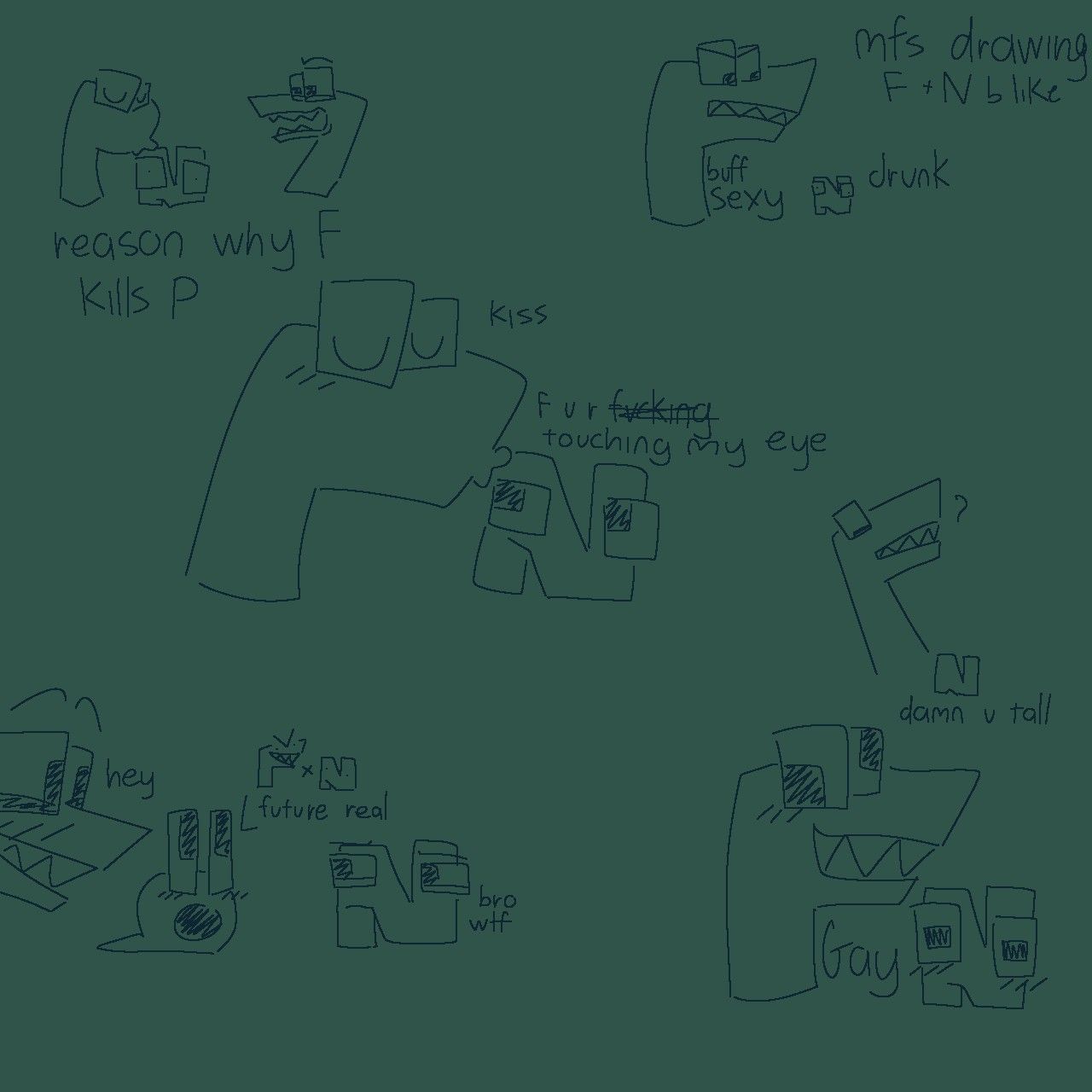 Alphabet lore f and n being homies