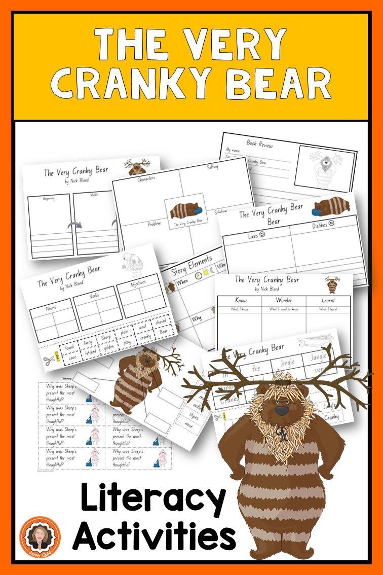 The Very Cranky Bear Book Study Print & Go Literacy Activities The