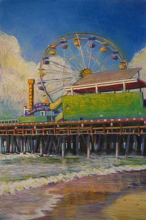Ferris Wheel Pastel – Spin – and saving a failed watercolor with pastel, DRAWING ART GALLERY Contem...