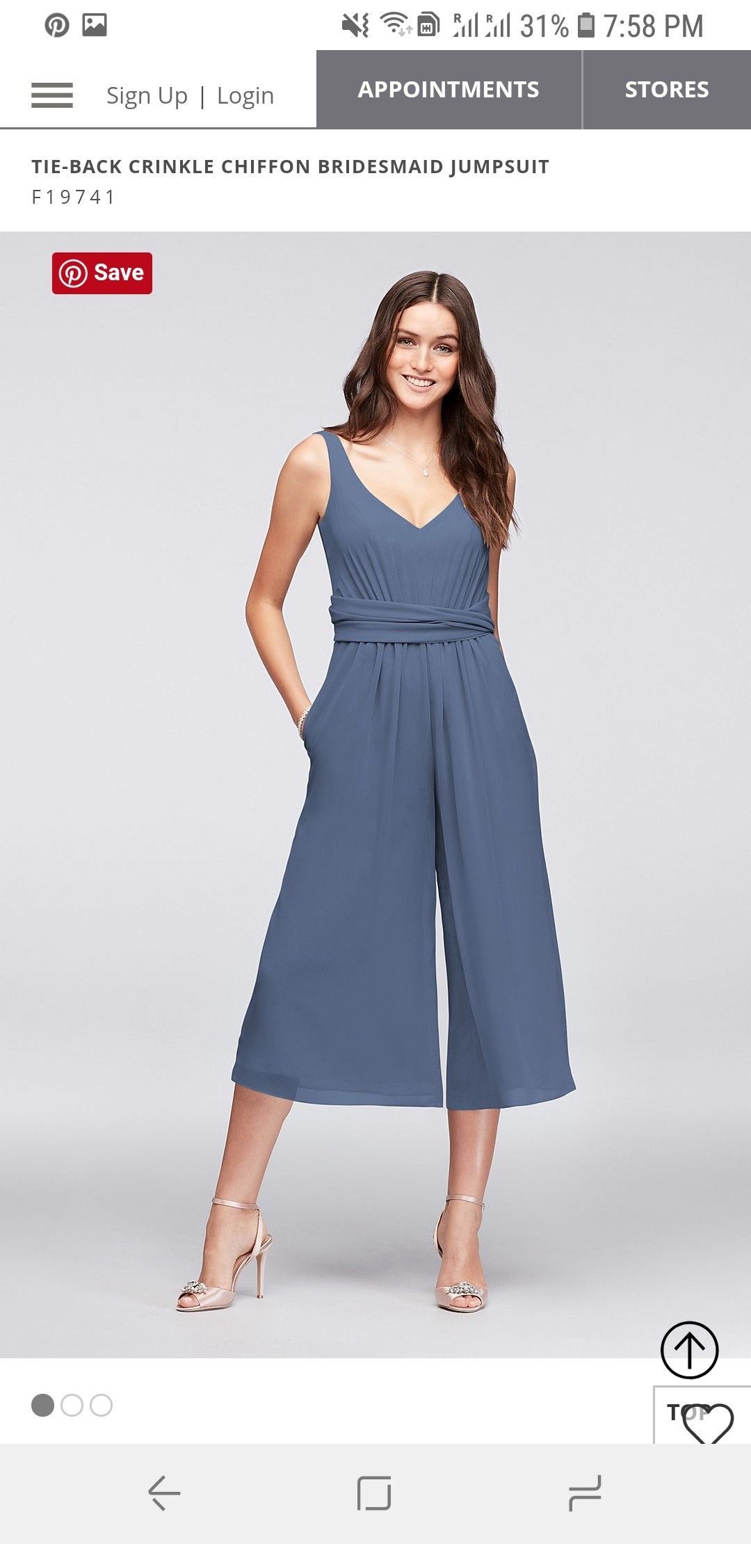 $49.99 - STEEL BLUE - Tie-Back Crinkle Chiffon Bridesmaid Jumpsuit #bridesmaidjumpsuits $49.99 - STEEL BLUE - Tie-Back Crinkle Chiffon Bridesmaid Jumpsuit #bridesmaidjumpsuits