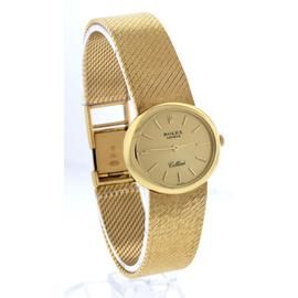 Rolex Geneve Cellini 18k Yellow Gold Champagne Vintage 27mm Womens Watch Watches Women Leather Rolex Watches Women Vintage Watches