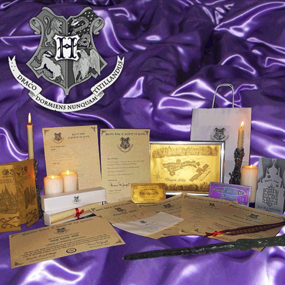 More Harry Potter Personalised Set Acceptance Letter Maps Wand Quill Bag Card