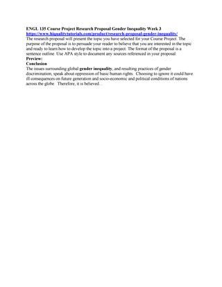 Gender inequality research proposal