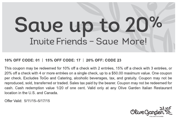 Olive Garden Printable Coupon 5 Off Two Entree Purchase Or 2 50 Off Single Entree Purchase Olive Garden Coupons Dinner Entrees Olive Gardens