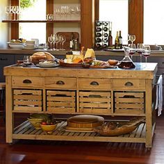 Cocina de madera rústica. Me encanta el diseño de esta isla, con ... Cocina de madera rústica. Me encanta el diseño de esta isla, con ...