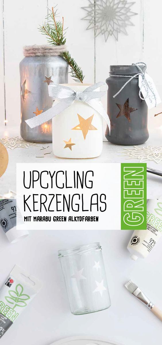 Konservengläser sind perfekt für verschiedenste DIY-Projekte. @herrletter zeigt euch, wie ihr daraus mit wenigen Handgriffen und der Marabu GREEN Alkydfarbe hübsche Kerzengläser gestalten könnt! 🙌 ➡️ Zur Anleitung kommt ihr direkt über den Klick auf den Pin! Perfekt für die weihnachtliche Deko ✨ zuhause oder als kleines Geschenk für eure Liebsten. 🤩 Viel Spaß beim Nachmachen! 🤗 Creative, Stocking Stuffers, Christmas Time, Repurpose