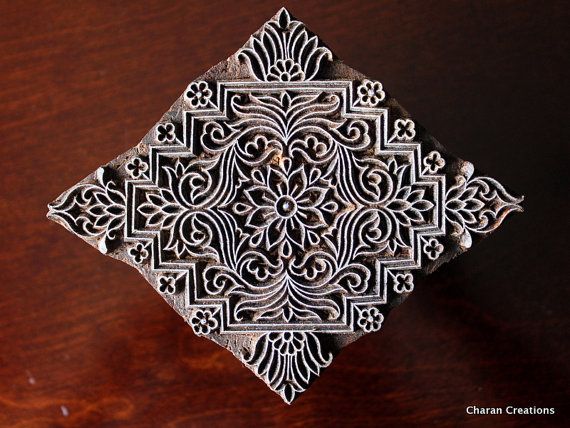 Floral Motif Stamp Textile Stamp Wooden Block Wooden Stamp Pottery Stamp Indian Wood Stamp Wooden Printing Block
