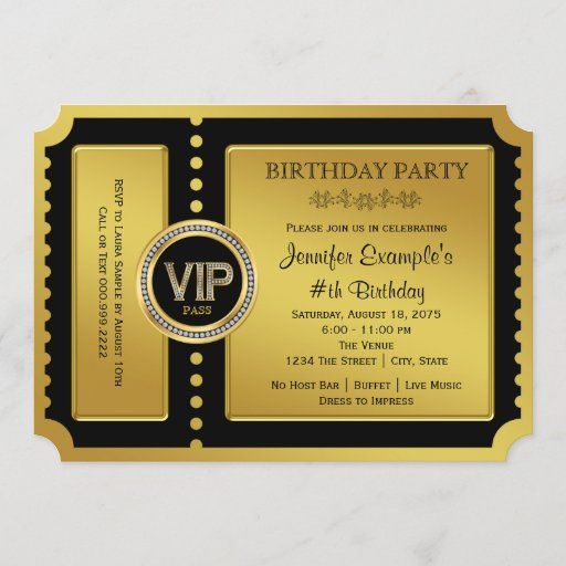 VIP Golden Ticket Birthday Party Invitation Masquerade Party Invitations, Quinceanera Invitations, Birthday Party Invitations, Quinceanera Party, Party Favors, Ticket Invitation, Invitation Paper, Invitation Templates, Invitation Ideas