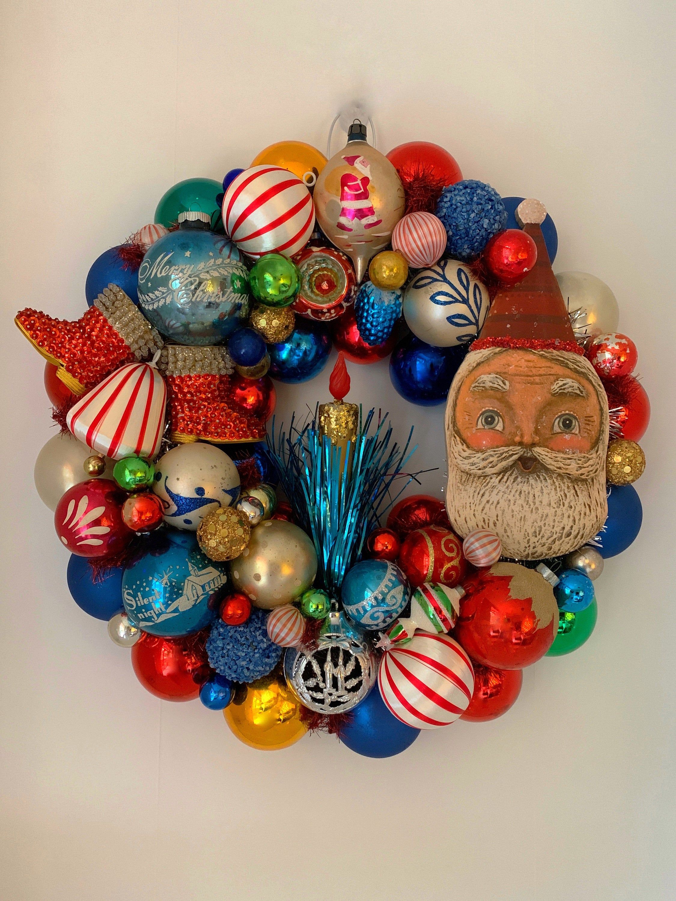Vintage Ornament Wreath Georgiapeachezwreaths Com Kitsch Christmas Vintage Ornament Wreath Christmas Ornament Wreath