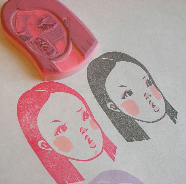 Hand carved rubber stamp 3/10