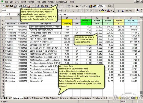 RemodelCost Estimator for Excel \u2013 measuring cost data www - estimating spreadsheet template RemodelCost Estimator for Excel \u2013 measuring cost data www - estimating spreadsheet template