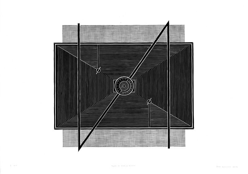 Dale Lawrence Object To Induce Visions Linocut Ed5 860x645mm Framed Contemporary Art Linocut Art