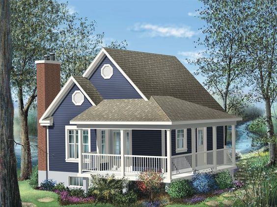 072h 0191 Tiny House Plan With Wrap Around Porch Cottage Style