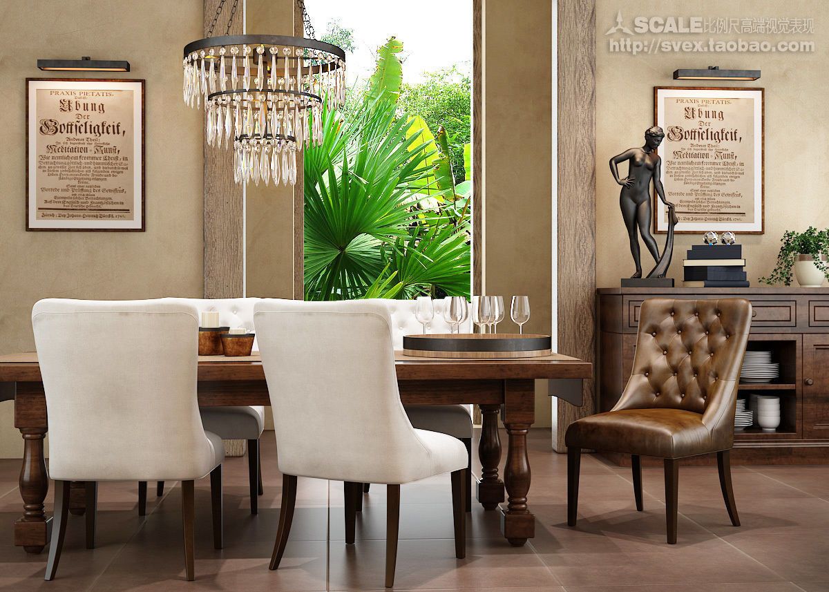 'Rustic Dining Room 047' by SCALE. Rustic Dining Room 047 NOTE: THE MODEL OF THE SCULPTURE NO INCLUDED! YOU CAN SEE THE WIREFRAME VIEWS! Highly-detailed models, realistic renderings. *Editable poly with Turbosmooth/Meshsmooth modifier. *All models,materials,lights,textures,cameras and renderer settings included. *Ready for render( Vray 2.5 or higher) ............................................................................................................................................... Dining Furniture, Home Furniture, Dining Chairs, Dining Table, Dining Room Interiors, Light Texture, Rustic Decor, Architecture, Wireframe
