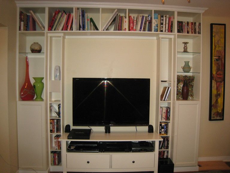 Turn 3 Billy Bookcases From Ikea Into An Entertainment Stand In The Living Room Check Out The Full Tutorial Ikea Billy Hack Bookshelves Diy Billy Bookcase