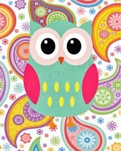 Adorable hand drawn baby owl nursery print One of a mix and match print series of baby animals and iconic design colour backgrounds.