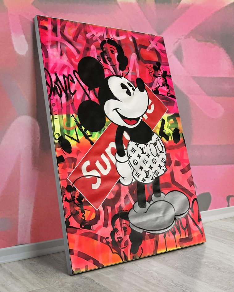 Tableau Pop Art Mickey Minnie Vuitton l Tableau-popart