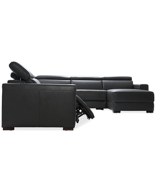 Furniture Nevio 6-pc Leather Sectional Sofa with Chaise, 3 Power