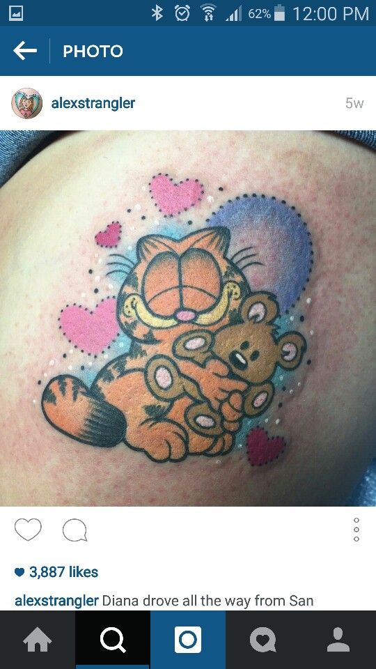 Garfield tattoo so cute | Inspirational tattoos, Tattoos ...