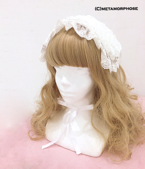 Metamorphose Temps De Fille チュールレースヘッドドレス パールチェーン Metamorphose Temps De Fille チュールレースヘッドドレス パールチェーン