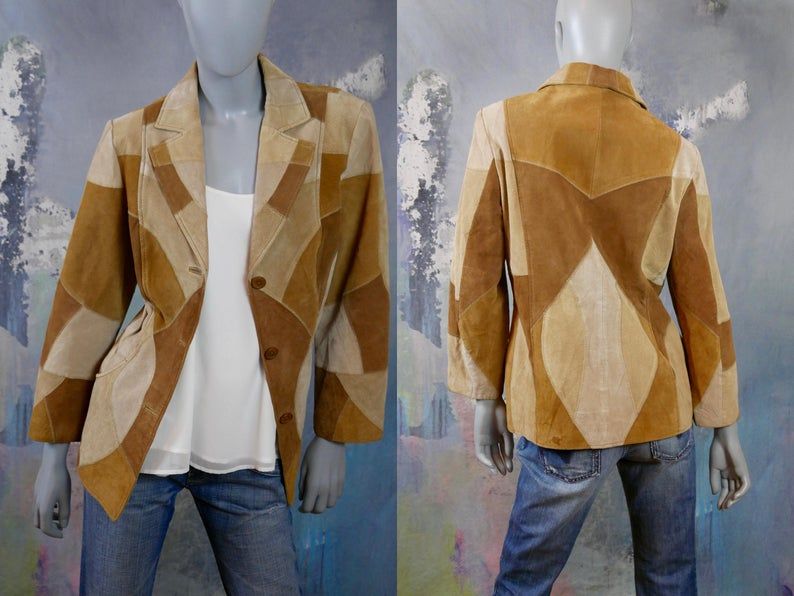 1990 Patchwork Kurtka zamszowa European Vintage Camel Tan | Etsy Tan Leather Jackets, Leather Coat, Unique Womens Jackets, Beige Winter Coat, Tina Louise, Evening Dresses Vintage, Feather Pattern, Jackie Kennedy, European Vintage